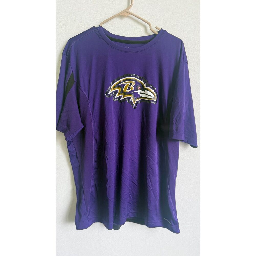 Majestic Baltimore Ravens Mens XL Purple Cool Base Short Sleeve NFL Shirt